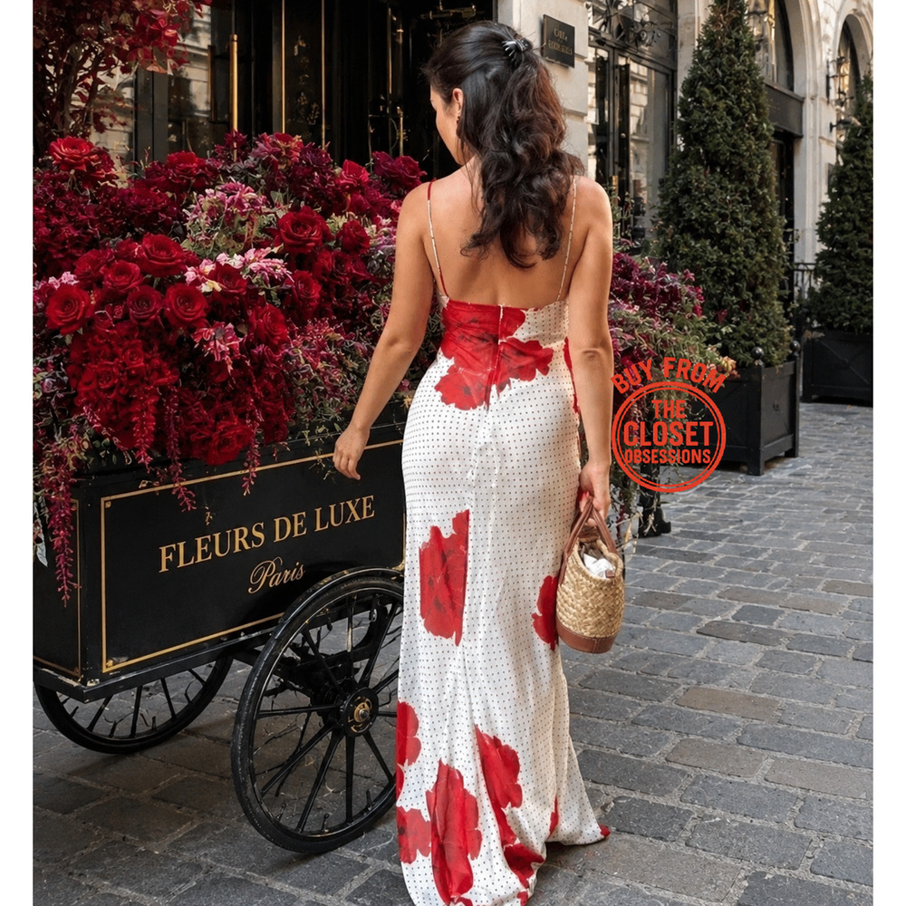Zara NWT Red Floral 3D Flower Maxi Dress S L - Picture 2 of 16
